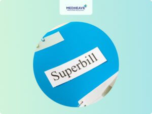 Superbill in medical billing with CPT and diagnosis codes for patient reimbursement