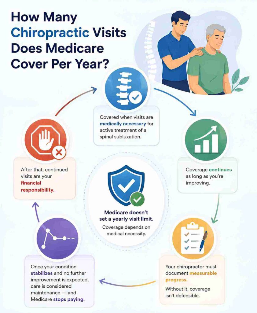How many chiropractic visits does Medicare cover per year?