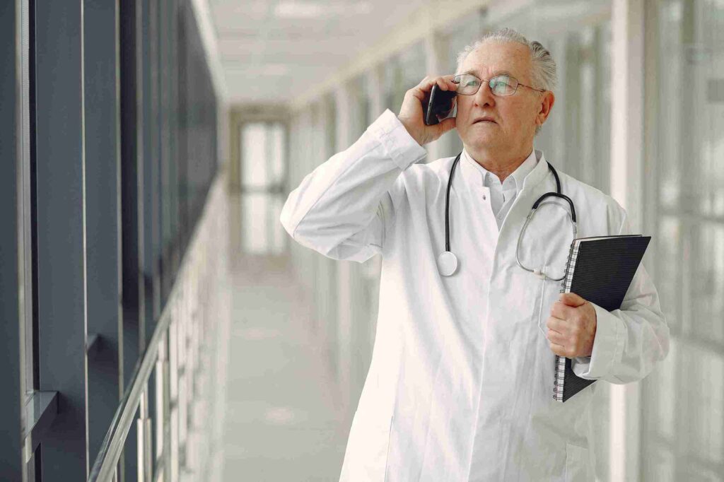 Doctor on phone