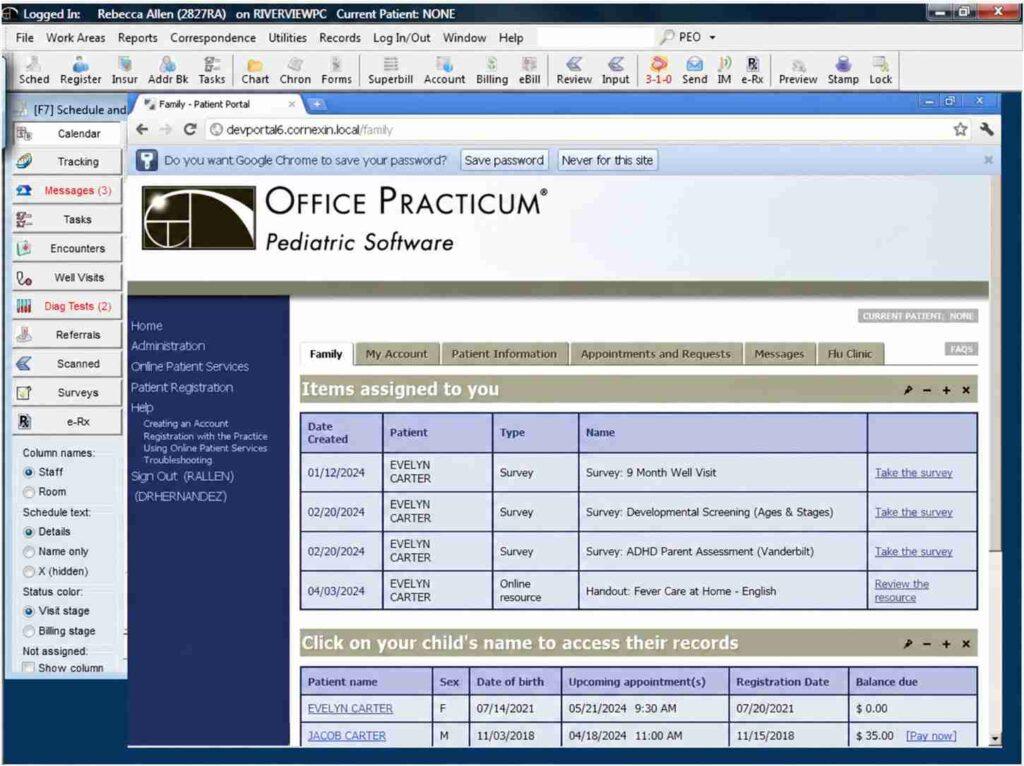 Office Practicum Pediatric Practice Dashboard