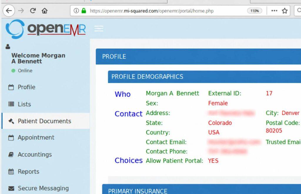 OpenEMR Patient Profile Demographics
