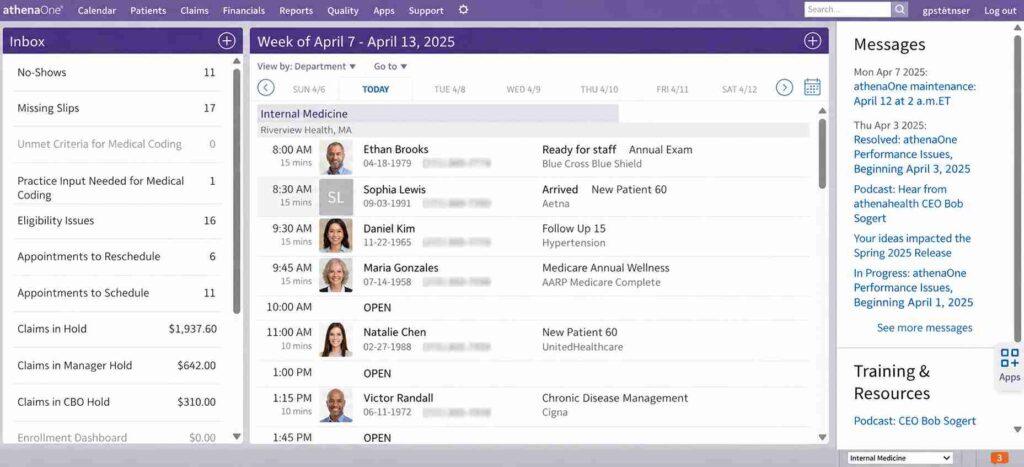 athenaOne clinical dashboard overview