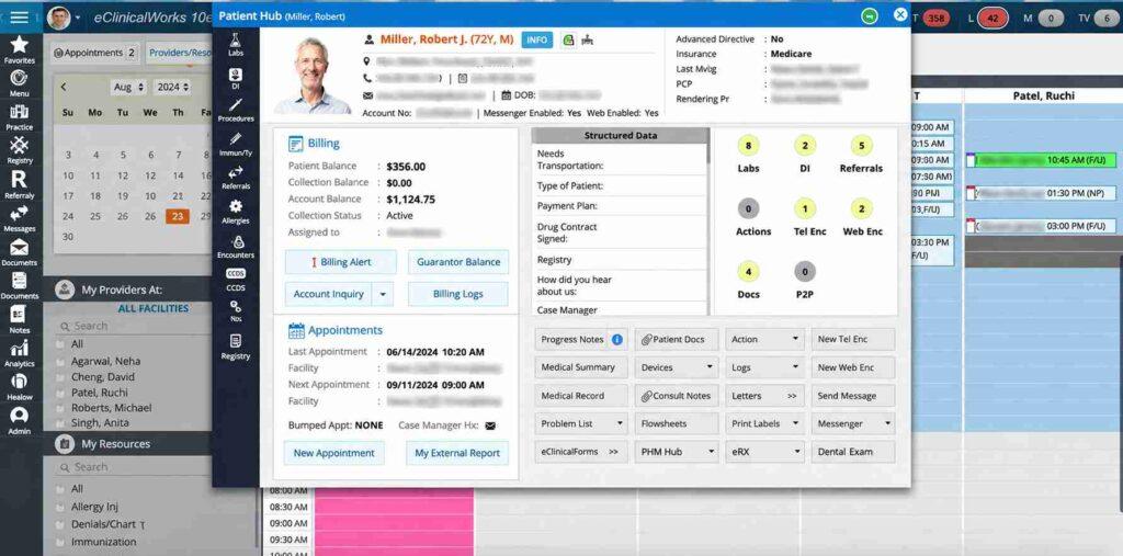 eClinicalWorks patient hub dashboard